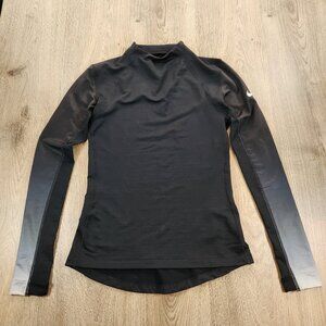 Nike Pro Hyperwarm Women’s Medium Mock Neck Training Top Black Grey Ombre Sleeve